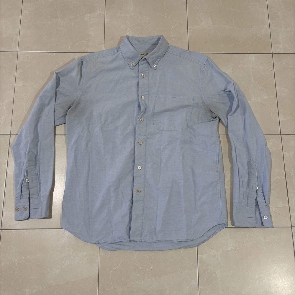 A Kind Of Guise Button Shirt Blue Men's Medium Oxford Dress FLAW